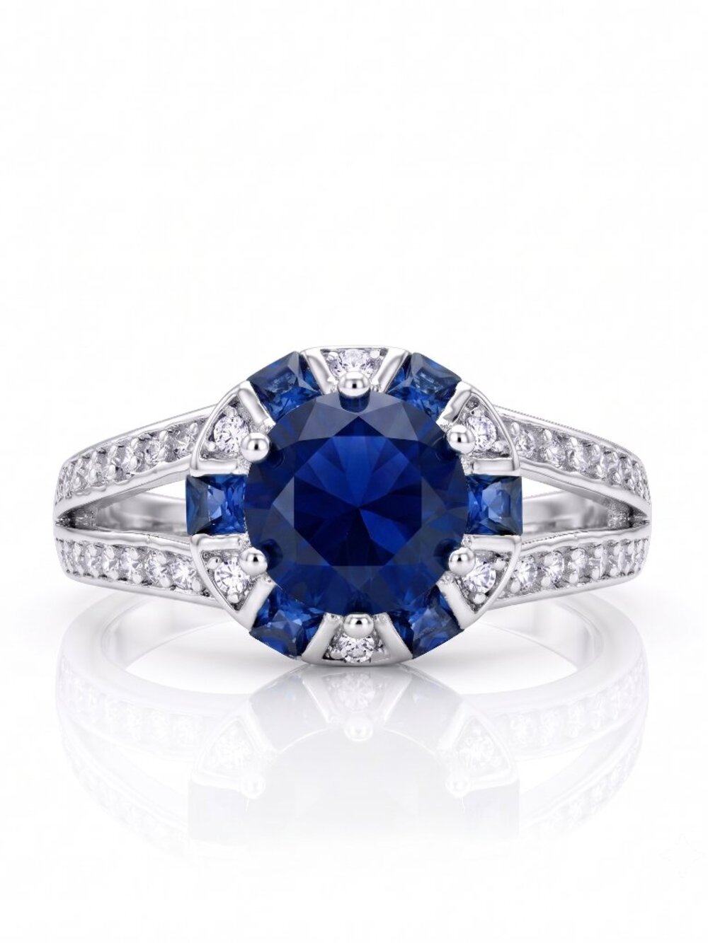 Blue Sapphire  ring, 925 Sterling Silver Charmed Aroma September Birthstone